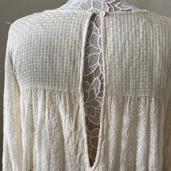 🌸NWT Gorgeous RARE Free People Boho MIDI Dress Sz M Ivory - Picture 6 of 9